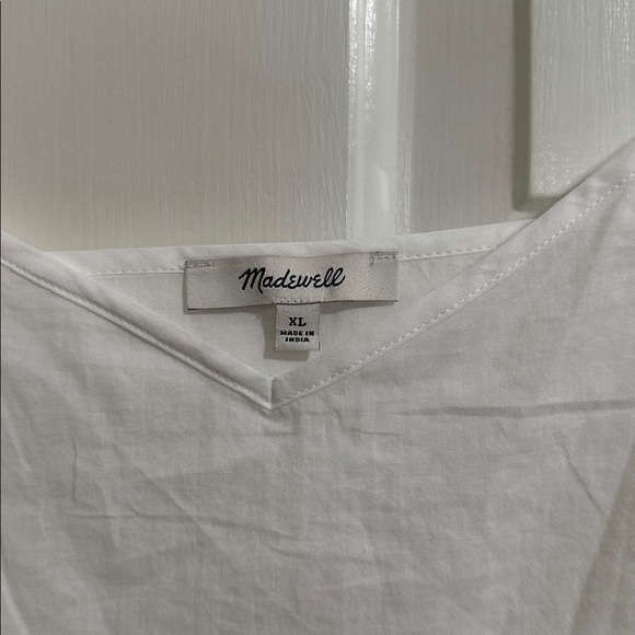 Madewell Poplin Splitneck Midi Shirtdress in White - Picture 11 of 12